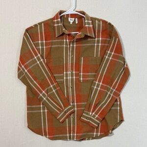 BKE Orange and Brown Plaid Button Down Shirt